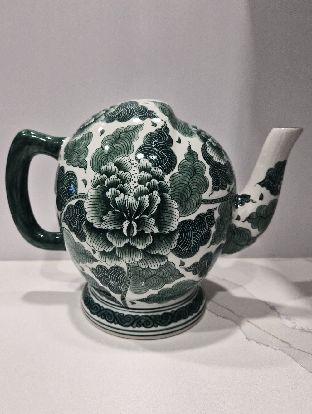 Vintage Green And White Cadogan Puzzle Teapot